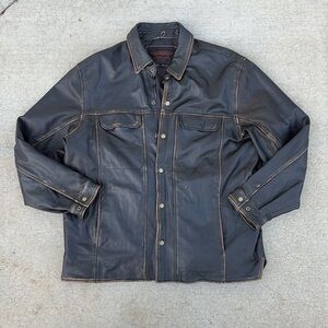 Unik Black Leather Jacket Men's